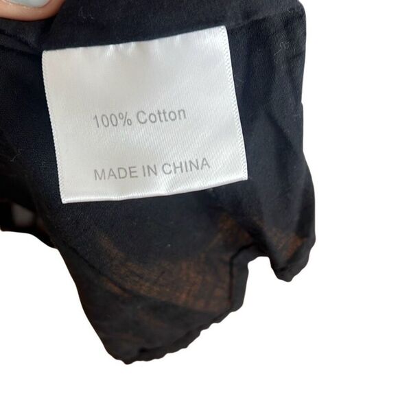 Kourt Smocked Tiered Ruffle Swiss Dot Sleeveless Calypso Midi Dress Black XL - Picture 7 of 8